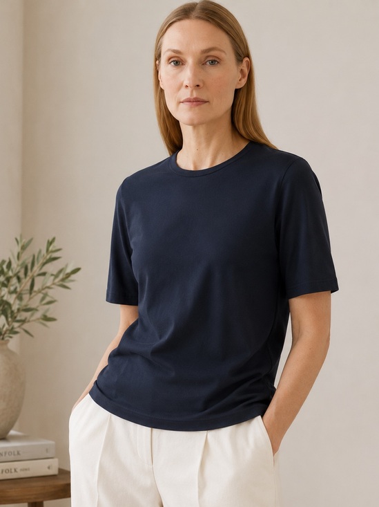 Fillipa K. Tops - Filippa K Annie Organic Cotton Navy Relaxed Tee